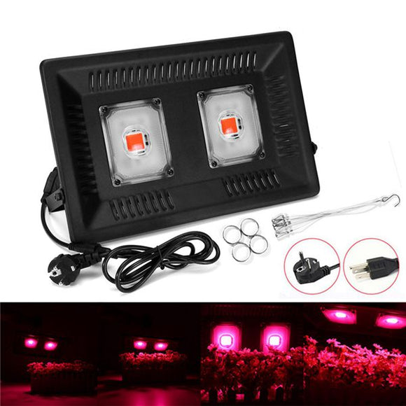 100W Waterproof Full Spectrum LED Grow Light Double Head Hangable COB Plant Lamp 110/220V