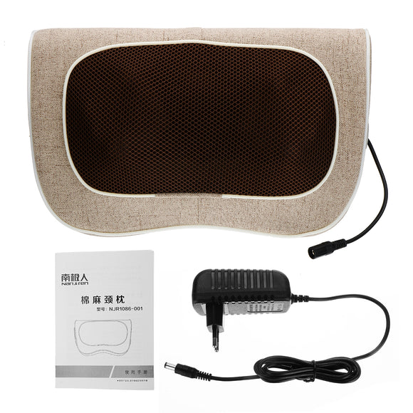 100-240V 3 Speed Back Neck Massager 20 Heads Massage Pillow Heat Deep Tissue Kneading Massager for Cervical Shoulder Waist Muscle Pain Relief Car Home Office Use