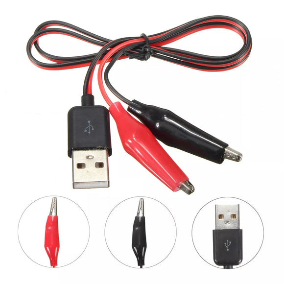 5Pcs DANIU  60CM Crocodile Test Clips Clamp to USB Male Connector Power Adapter Cable Wire