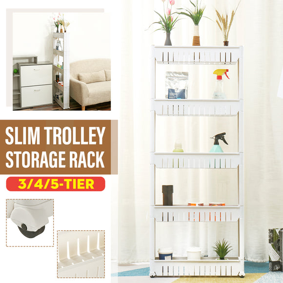 3/4/5-Tier Slim Slide Out Trolley Storage Holder Rack Organiser Kitchen Bathroom