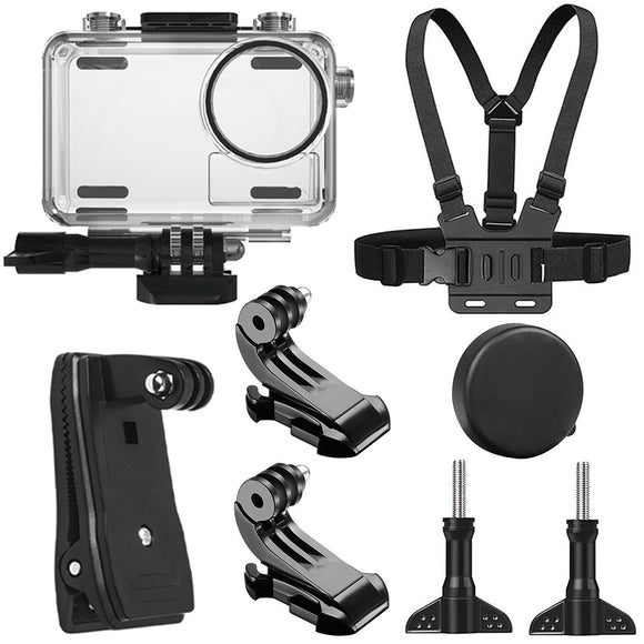 SheIngKa 40M Waterproof Protective Case Shell Backpack Clip Chest Belt Strap Mount Harness for DJI OSMO Action Sports Camera