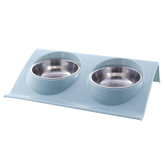 Pet Bowls Dog Twin Feeding Food Bowl Outdoor Hunting Portable Feeder with 2 Feeding Dish