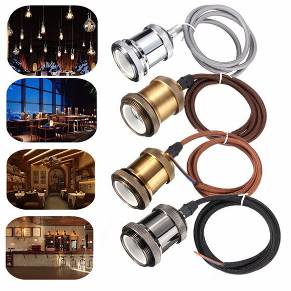 1M E27/E26 Copper Vintage Ceiling Pendant Cord Edison Light Bulb Socket Holder AC 110V-240V