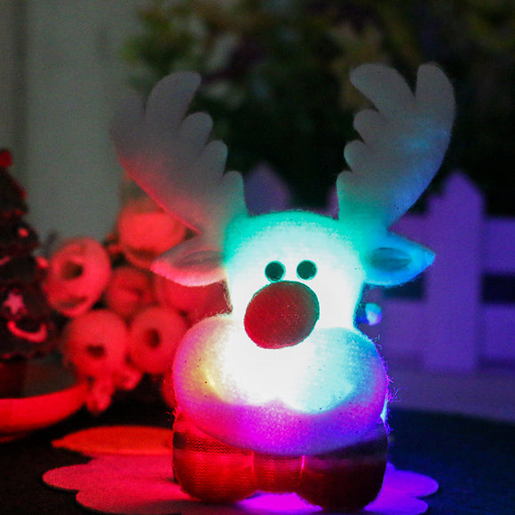 Christmas Cute LED Light Brooch Elk Snowman Bear Brooch Gift Shirt Collar