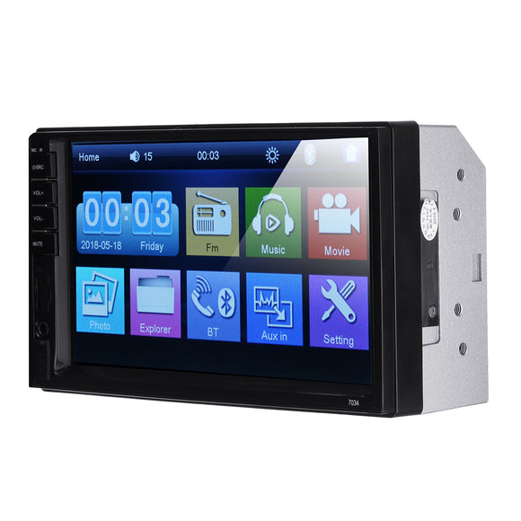 7034 7 Inch 2DIN Car Stereo MP5 Multimedia Player bluetooth Touch Screen FM Aux With Camera