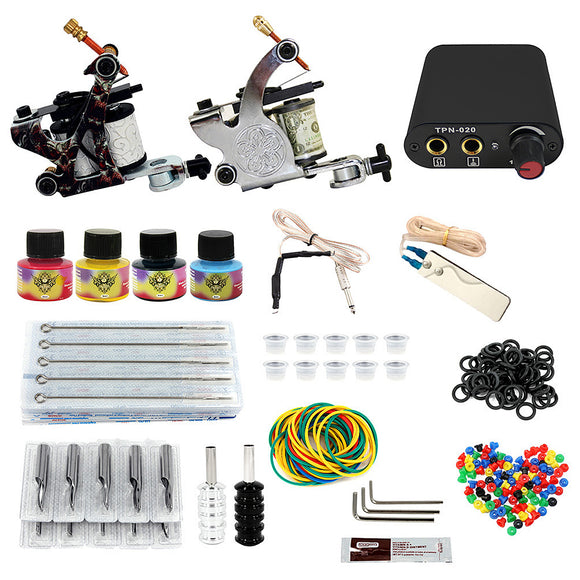 8-10V Professional 2 Tattoo Machine Tools Kit Equipment Power Supply