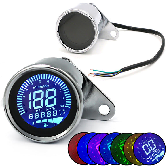Motorcycle Digital Odometer Speedometer Tachometer RPM Fuel Level Gauge MPH KM/H