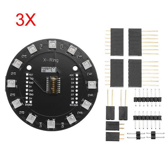 3Pcs Wemos X-Ring RGB WS2812b LED Module For RGB Built-in LED 12 Colorful LED Module