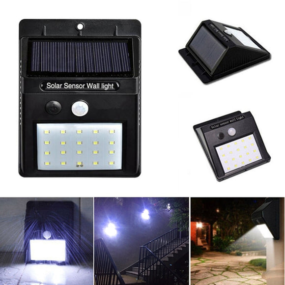 Solar Power 20 LED PIR Motion Sensor Waterproof Wall Light Outdoor Garden Security Lamp