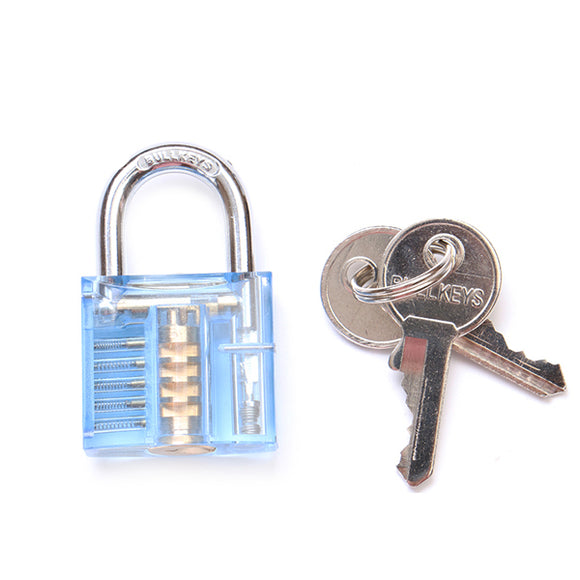 DANIU 5Pins Blue Transparent Pick Cutaway Visable Inside View Padlock Lock for Locksmith Practice Training