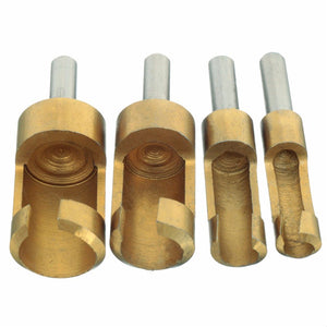 4pcs Titanium Plug Cutter Set 6-16mm Hole Wood Drills Cutter Counter Bored Holes