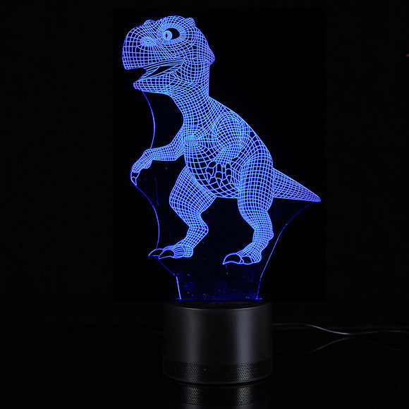 3D Night Light 7 Color Change Dinosaur Acrylic Desk Lamp Bluetooth Speakers