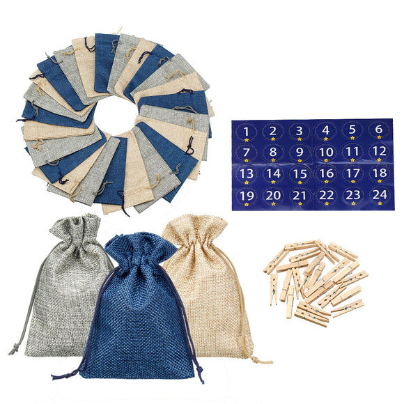 24pcs Hessian Gift Bag with drawstrings for Christmas