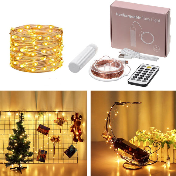 10M 100 LED USB Copper Wire String Light Waterproof+21 Keys Remote Control for Wedding Party Christmas Holiday