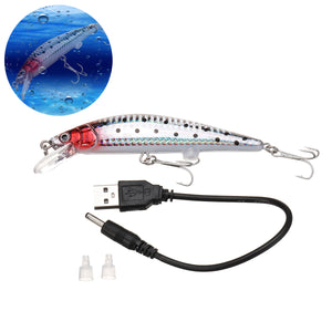 ZANLURE 1pc 12.5cm 40g USB Rechargeable Swimbait Twitching LED Fishing Lure Lifelike Hard Bait