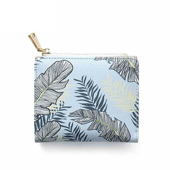 PU Short Wallet Print Bifold Casual 6 Card Slot Purse Coin Bags For Women