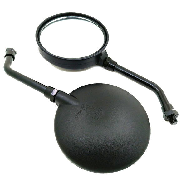 10mm Vintage Black Round Rear View Motorcycle Mirrors Bike Scooter