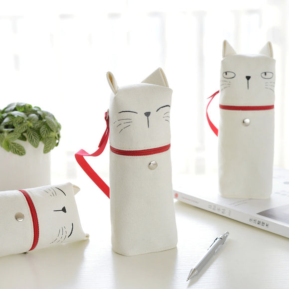 Kawaii Emoticon Printing Cute Cat Pencil Box Big Capacity Pencil Case