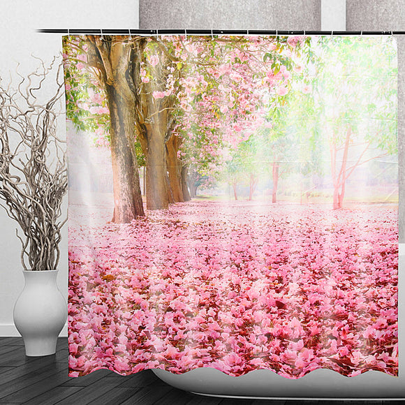 Cherry Blossom 3D Fashion Pattern Bathroom Fabric Shower Curtain Home Decoration Waterproof