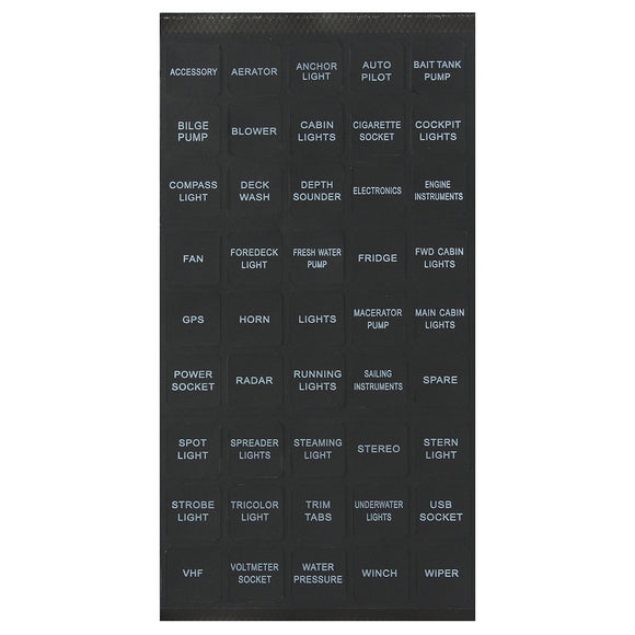 45pcs Caravan Marine Boat Instrument Switch Circuit Panel Decal Sticker Label