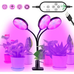 45W 78LED Three Head Red & Blue USB Powered Timing Dimmable Grow Light with Clip DC5V