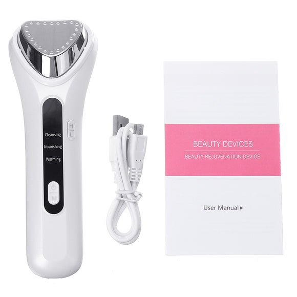 Ultrasonic Electric Facial Body Cleaner Massager Sonic Ion Vibration Clean Moisturize Wrinkle Removal Anti-aging Warm Hot Therapy Skin Tightening Device