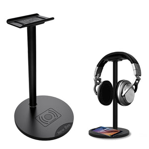 New Bee 2 in 1 Qi Wireless Charger Headphone Stand Aluminum Alloy Desktop Headset Bracket Holder