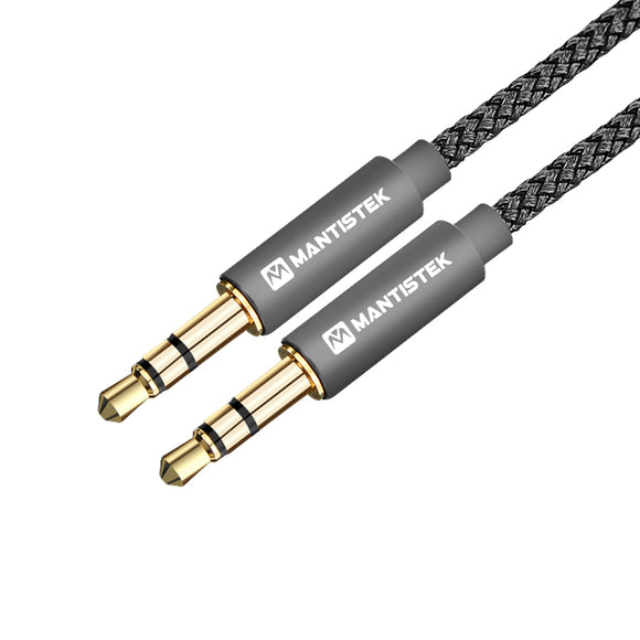 MantisTek AU1 1.2M 3.5mm Male to Male Stereo Audio Aux Cable Braided For Phones Car Headset Speaker