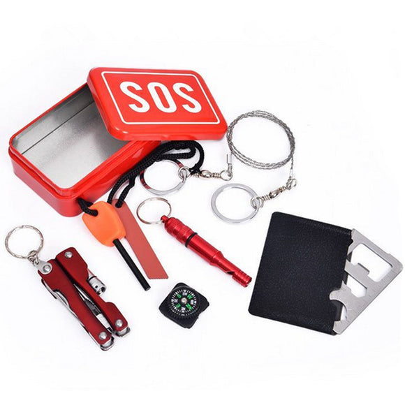 6 in 1 SOS Emergency Survival Equipment Kit Tactical Hiking Camping Tool Set