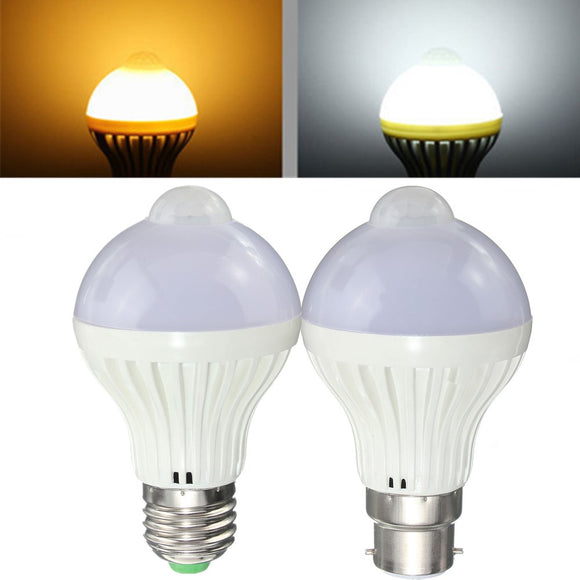 E27 B22 5W Auto PIR Motion Sensor LED Infrared Energy Saving Light Lamp Bulb AC85-265V