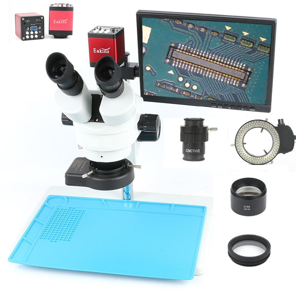 Simul Focal Trinocular Stereo Microscope 3.5X 7X 90X+13MP 720P HDMI VGA Video Camera LCD Display For Fix Repair Phone Soldering