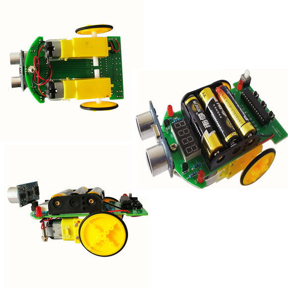 D2-4 Intelligent Ranging Car DIY Kit Ultrasonic Ranging Module 10.8cm*7cm Board Size