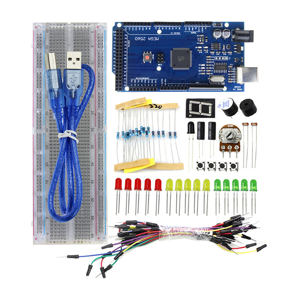 Mega 2560 R3 Starter Kits With Transparent 830 Breadboard Resistor LED Jumper Cable