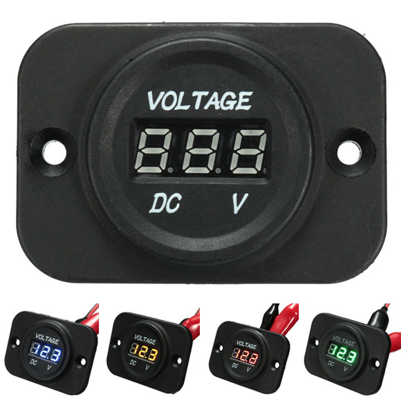 12V-24V Waterproof LED Volt Meterr Voltage Meter Gauge Car Boat Marine Motorcycle