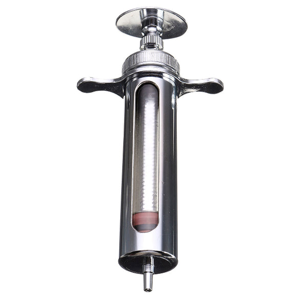 30ml Reusable Stainless Steel Hypodermic Veterinary Animal Syringe Glass for Lab