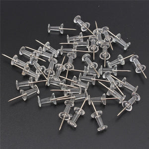 40Pcs Transparent Push Pin Clear-Coloured Push Drawing Pins for Notice Cork Board Map Hole