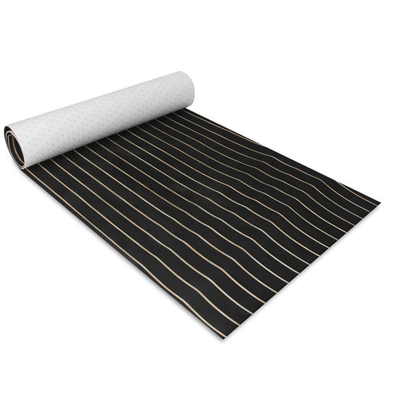 90cmx240cmx6mm Black with Yellow Line EVA Foam Marine Flooring Faux Teak Boat Decking Sheet