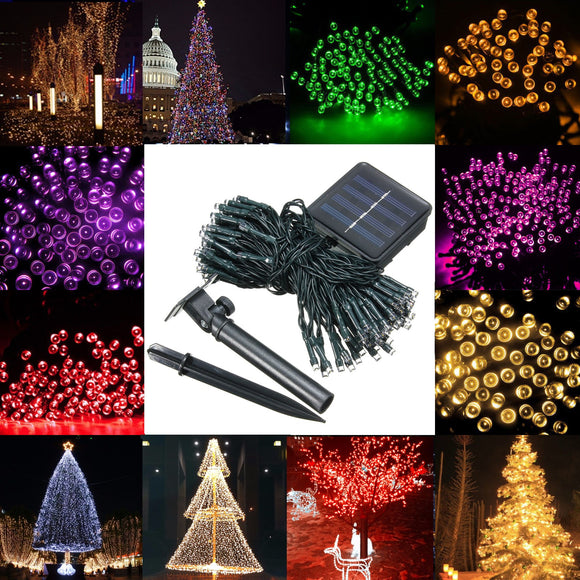 Waterproof Solar Powered 12M 100LED String Fairy Light Garden Party Christmas Decor