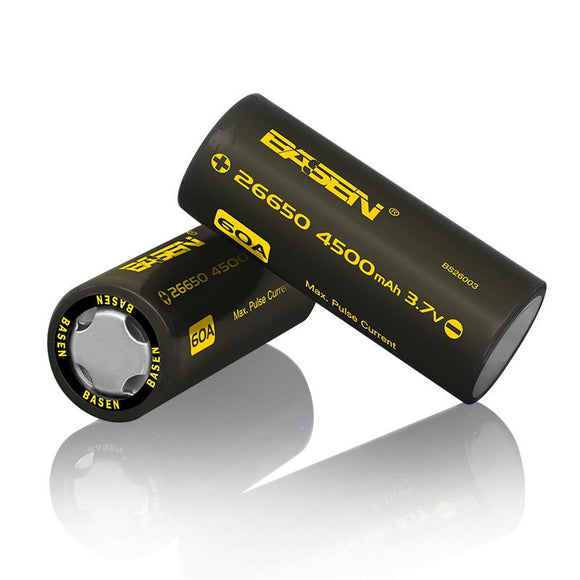 1pcs Basen BS26003 26650 4500mah 3.7V 60A Unprotect Flat Top Rechargeable Li-ion Battery