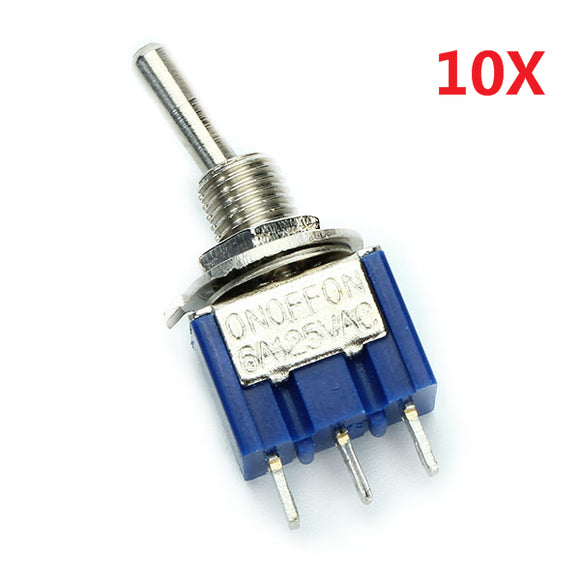 Wendao MTS-103 AC 125V 6A 3 Pins Toggle rocker Switch ON/OFF/ON SPDT 10pcs