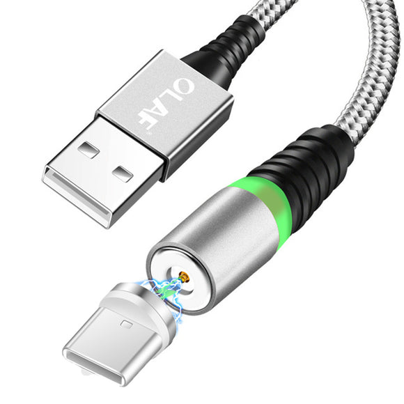 OLAF 3A Micro USB Type-C 360 Magnetic Nylon Weave Fast Charging Data Cable For Xiaomi Mi9 HUAWEI Mate 20 Pro P20 S10 S10+