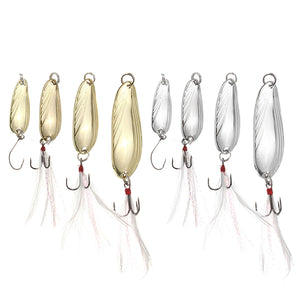 ZANLURE 10pcs Fishing Paillette Lure Bait Sequins Fishing Lure Treble Feather Hook