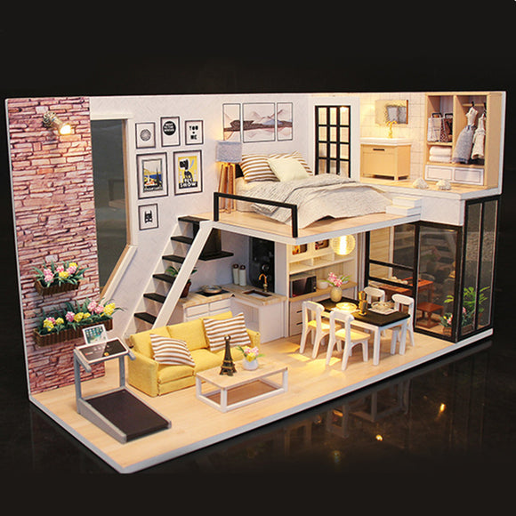 Hoomeda M038 DIY Doll House Give You Happiness With Cover Music Movement Gift Decor Toys