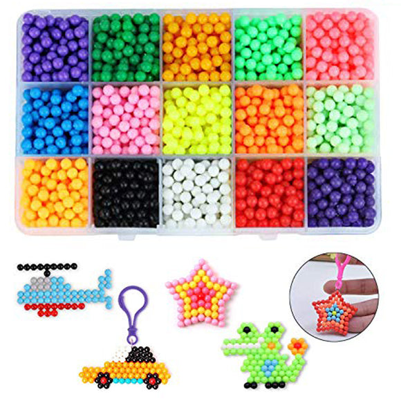 2400Pcs Fuse Beads Water Sticky Beads Refill DIY Art Crafts Kids Toys Beads Case Decorations