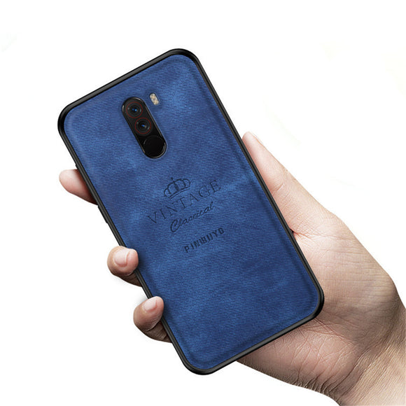 PINWUYO Fabric Splice Soft Edge Shockproof Back Cover Protective Case for Xiaomi Pocophone F1