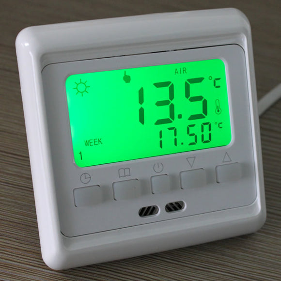 LCD Button Programmable Underfloor Heating Room Thermostat Floor Heating Control 0-35C