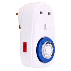 24 Hour Plug-in Mechanical Timer 16A Grounded Plug Timer Switch Socket UK 220V-240V