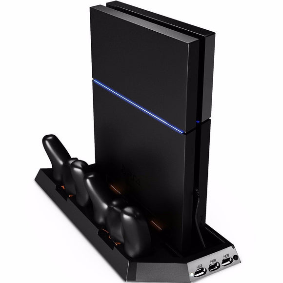 Cooling Station Vertical Stand with 2 Controller Charging Dock for Play Station 4