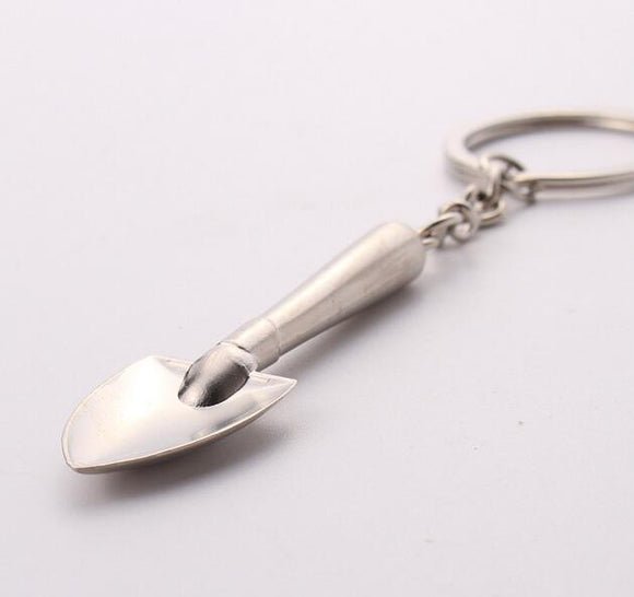 1PC Keyring Tools Metal Silver Keychain Work Shovel Mini Tool Shovel Keyring Metal Keychain Work Tools