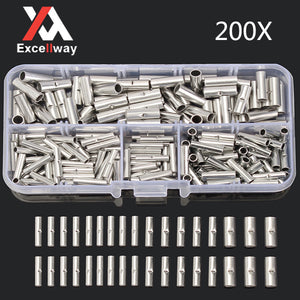 Excellway TC20 200Pcs Copper Butt Splice Connector 22-10AWG Tinned Crimp Terminal Kit